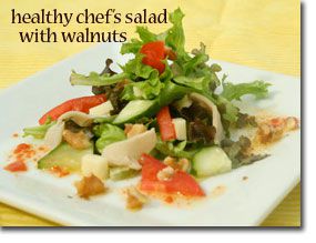Healthy Chef's Salad with Walnuts and French Dressing