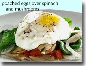 Poached Eggs over Spinach & Mushrooms